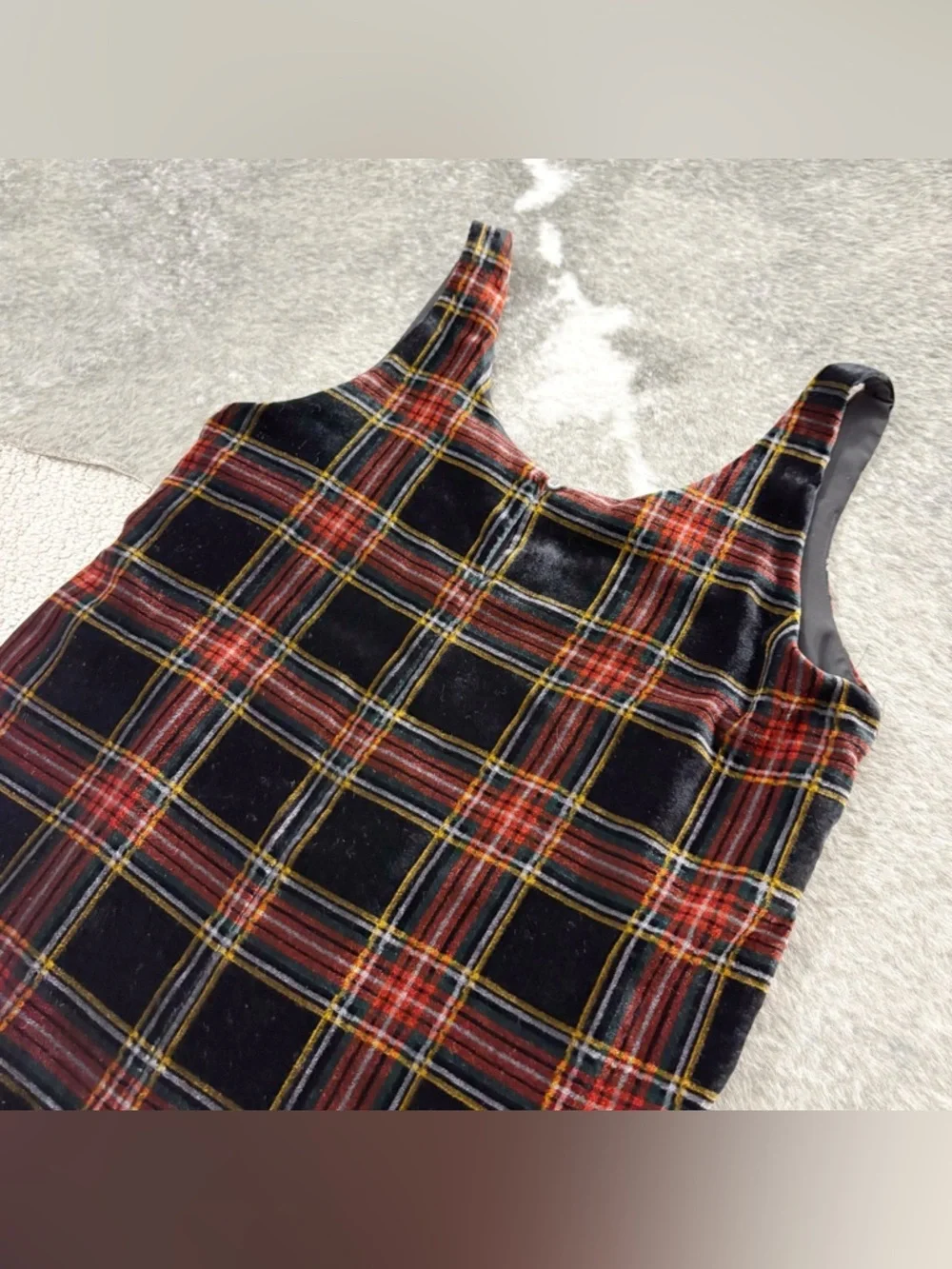 J. Crew Tartan Plaid Velvet Tank Top 6T 6 Tall